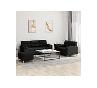 Ensemble de canapés 3 pcs avec coussins noir tissu3201628