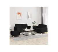 vidaXL Ensemble de canapés 3 pcs avec coussins tissu noir
