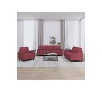 Ensemble de canapés 3 pcs avec coussins Rouge bordeaux Tissu