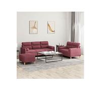 Ensemble de canapés 3 pcs avec coussins rouge bordeaux tissu3201630