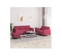 vidaXL Ensemble de canapés 3 pcs avec coussins rouge bordeaux velours