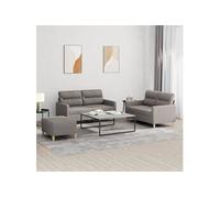 Ensemble de canapés 3 pcs avec coussins Taupe Tissu