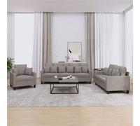 vidaXL Ensemble de canapés 3 pcs avec coussins taupe tissu