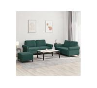 vidaXL Ensemble de canapés 3 pièces avec coussins Velours Vert foncé