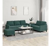 Ensemble de canapés 3 pcs avec coussins Vert foncé Velours