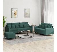 Ensemble de canapés 3 pcs avec coussins Vert foncé Velours Vert G