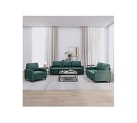 vidaXL Ensemble de canapés 3 pièces avec coussins – Velours vert foncé – Accoudoirs rembourrés