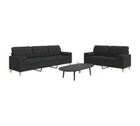 vidaXL Ensemble de canapés 3 pcs avec repose-pied en tissu jaune clair