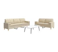 Ensemble de canapés 3 pcs avec repose-pied jaune clair tissu canapé vidaXL
