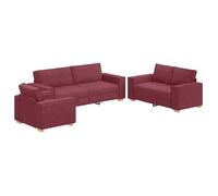 Ensemble de Canapés 3 pcs Bordeaux 220 x 78 x 84 cm tissu