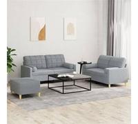 Ensemble de canapés 3 pcs coussins gris clair tissu Gris clair G
