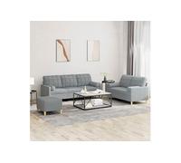 Ensemble de canapés 3 pcs coussins gris clair tissu3201330