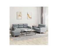 Ensemble de canapés 3 pcs coussins gris clair tissu3201624