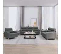 Ensemble de canapés 3 pcs coussins gris foncé tissu Gris foncé G