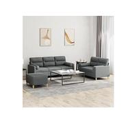 Ensemble de canapés 3 pcs coussins gris foncé tissu3201625