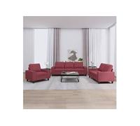 vidaXL Ensemble de canapés 3 pcs rouge bordeaux tissu