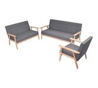 Ensemble de canapés 3 pcs Tissu Gris foncé Gris G