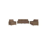 Vidaxl Ensemble De Canapés 3 Pcs Avec Coussins Marron Tissu Marron