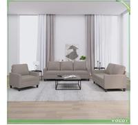 Ensemble de canapés 3 pièces - FAF7291712414138 - Taupe - Tissu polyester - Structure métal & contreplaqué