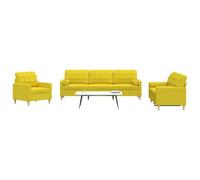 Ensemble de canapés 3 pièces Jaune Clair Tissu Polyester avec Coussins décoratifs, Cadre métal Robuste, Fauteuil 77x77x80 cm, canapé 2 Places 157x77x80 cm, canapé 3 Places 226x77x80 cm