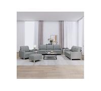 vidaXL Ensemble de canapés 4 pcs avec coussins Gris clair Tissu