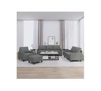 Ensemble de Canapés avec Coussins 4 pcs, Canapés avec Accoudoirs et Dossier, Ensemble de Meubles avec Repose-pied Salon, Moderne, Gris Foncé Tissu