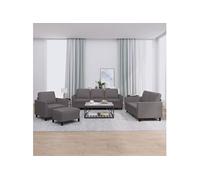 Ensemble de canapés 4 pcs avec coussins Gris Similicuir