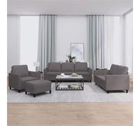 Ensemble de canapés 4 pcs avec coussins Gris Similicuir Gris G