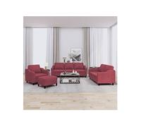 Ensemble de canapés 4 pcs avec coussins Rouge bordeaux Tissu