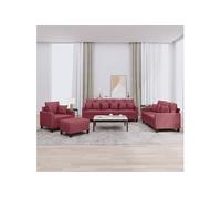 vidaXL Ensemble de canapés 4 pcs avec coussins rouge bordeaux tissu