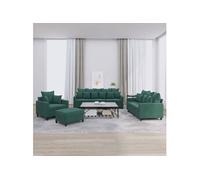 Ensemble de canapés 4 pcs avec coussins Vert foncé Velours