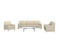 vidaXL Ensemble lounge 4 pièces 3278313 avec repose-pieds et coussins tissu crème Blanc G