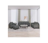 Ensemble de canapés 4 pcs coussins gris foncé tissu