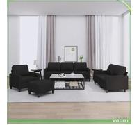 Ensemble de canapés 4 pièces - FAF7291712414145 - Noir - Tissu 100% polyester - Fauteuil 2/3 places + pouf