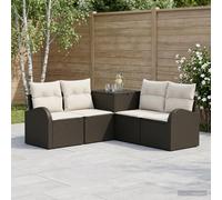 vidaXL Ensemble de canapés 5 pcs Rattan synthétique & acier d'extérieur Beige/Blanc crème