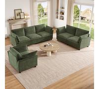 Ensemble de canapés 6 Places en Chenille,canapé modulable,canapé 3 Places + 2 Places + Fauteuil avec Coussins,Rembourrage Moelleux,Design Moderne,Vert