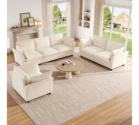 Ensemble de canapés 6 Places en Chenille,canapé modulable,canapé 3 Places + 2 Places + Fauteuil avec Coussins,Rembourrage Moelleux,Design Moderne,Beige