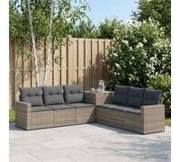 vidaXL Ensemble de Canapés 7 pcs Gris et Bleu Marine, Ensemble de Jardin Moderne, canapé d'extérieur, mobilier en rotin résistant, Design modulable pour se détendre, Coins de Patio