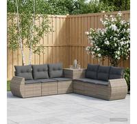 vidaXL Ensemble de Canapés 7 pcs Noir et Blanc crème, Salon de Jardin, Ensemble extérieur Moderne, résistant aux intempéries, Design modulable pour se détendre