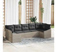 Vidaxl Set De Canapé De Jardin 7 Pièces Avec Coussins Noir Poly Rattan