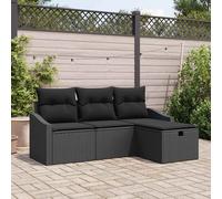 vidaXL Ensemble de canapé de jardin avec coussins 4 pcs Gris Poly rotin