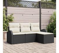 vidaXL Ensemble de canapés de jardin 4 pièces polyrotin gris clair avec coussins et rangement