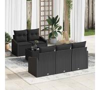 vidaXL Ensemble de canapés de jardin 6 pièces, poly rotin beige avec coussins