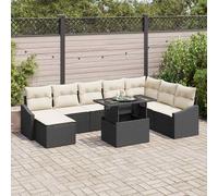 vidaXL Ensemble de canapé de jardin 9 pièces 3349056 avec coussins poly rattan beige