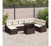 vidaXL Ensemble de canapé de jardin 9 pièces 3349056 avec coussins poly rattan beige