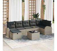 Vidaxl Ensemble De Canapé De Jardin 8 Pièces Avec Coussins Gris Clair Rattan Synthétique Gris