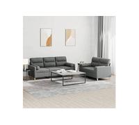 vidaXL Ensemble de Canapés avec Coussins 2 pcs, Canapés avec Accoudoirs, Ensemble de Meubles, Mobilier de Salon, Moderne, 3201617 Gris G