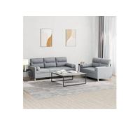 vidaXL Ensemble de Canapés avec Coussins 2 pcs, Canapés avec Accoudoirs, Ensemble de Meubles, Mobilier de Salon, Moderne, 3201616 Gris G