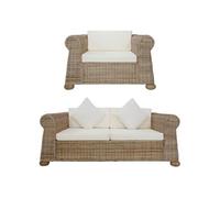 vidaXL Ensemble de canapés avec coussins 2 pcs rotin naturel