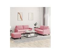 Ensemble de canapés 3 pcs avec coussins Rose Velours